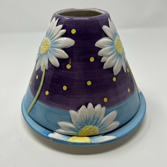 Yankee Candle Other - Yankee Candle Large Jar Shade Topper With Plate Sunflower Daisy Polka Dot Floral